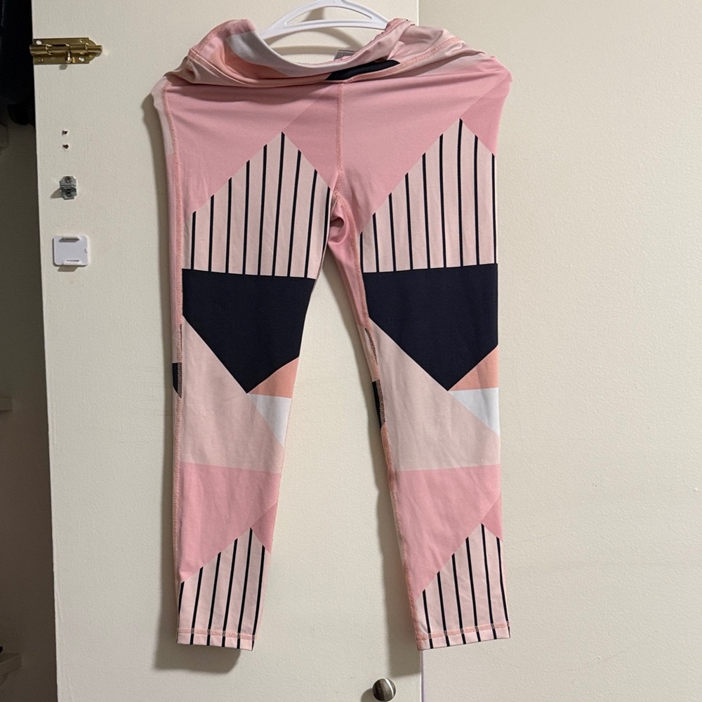 Ideology Pink and Navy Geometric Kids Leggings